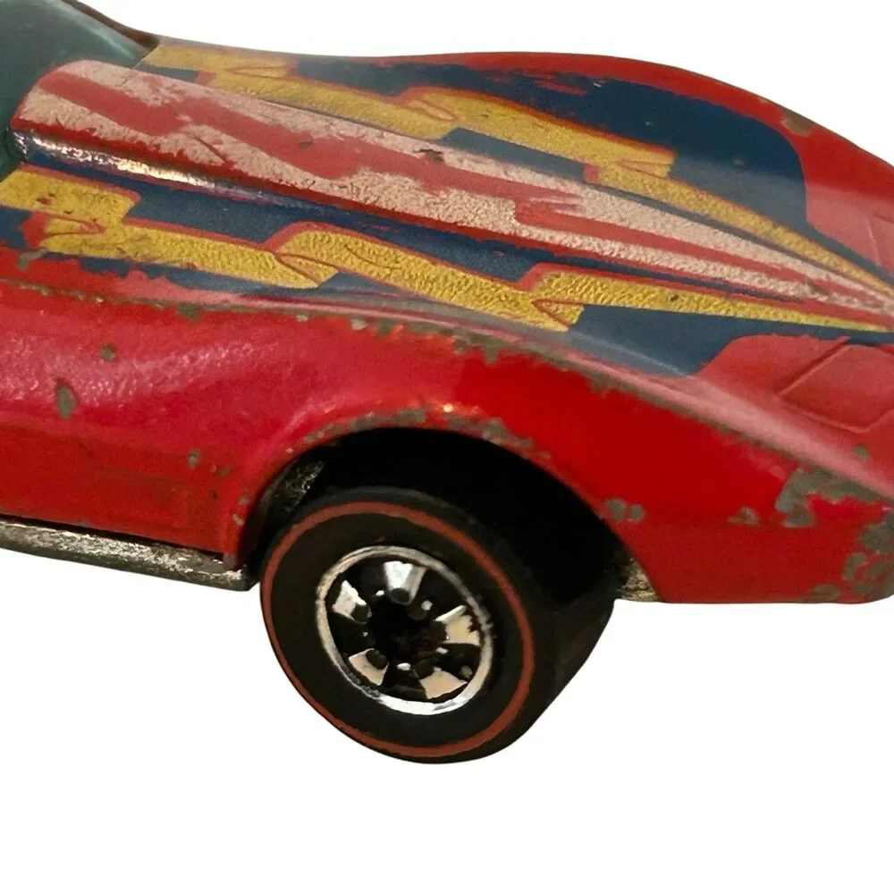 Vintage Hot Wheels Redline 1975 Corvette Stingray Flying Colors Red Hong Kong